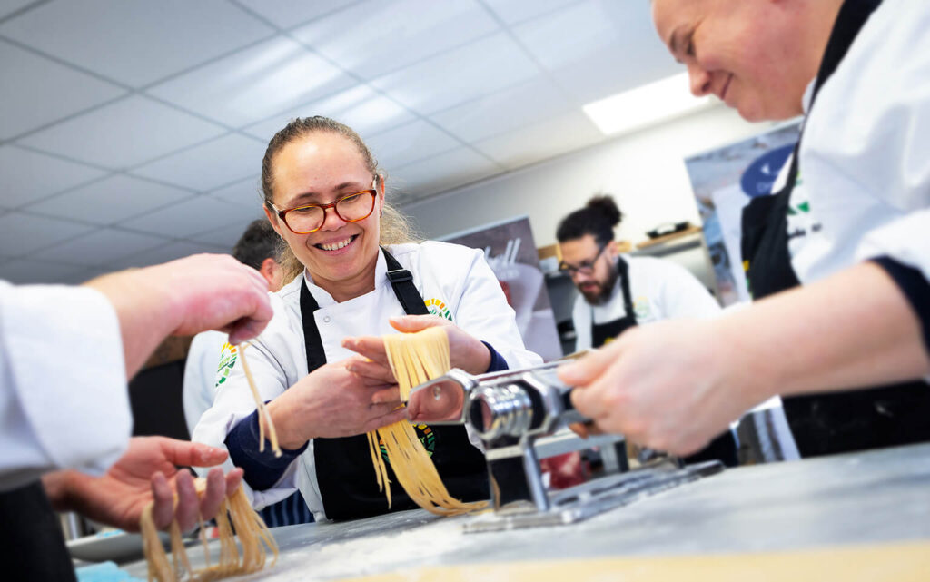 Angel Hill Food Co Culinary Classroom making fresh pasta